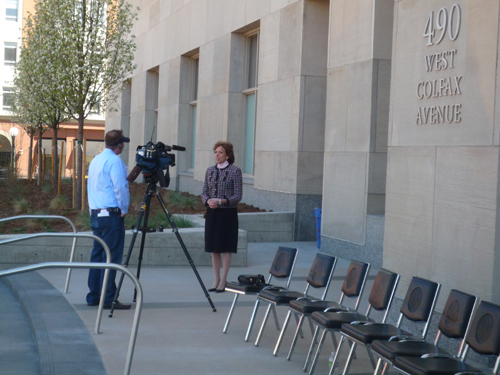 Cindy Van Cise at the jail dedication